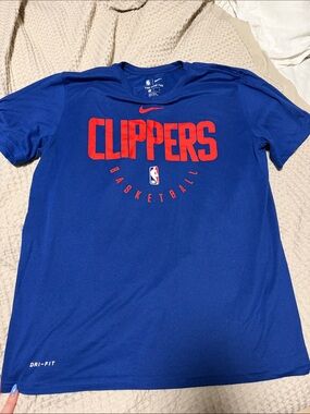 Nike Blue Clippers Red Logo Basketball Tee